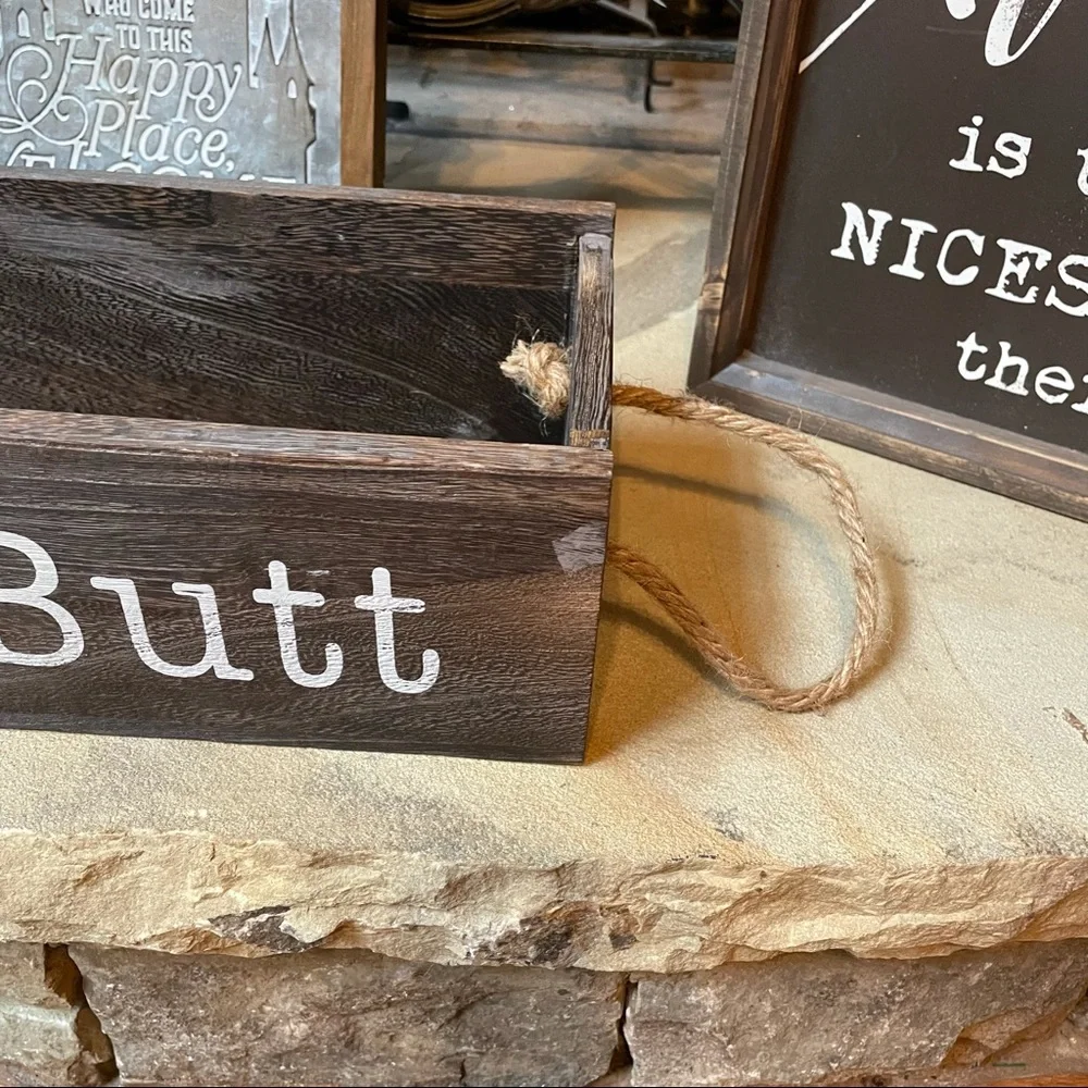 New Rustic Farmhouse Wood Bathroom Decor Toilet Paper Storage Caddy